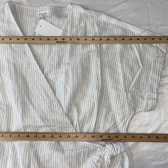 NWT Hudson North Linen Blend Wrap Comfy Stylish Belted Stripe Linen Dress Sz 3XL - Picture 5 of 16